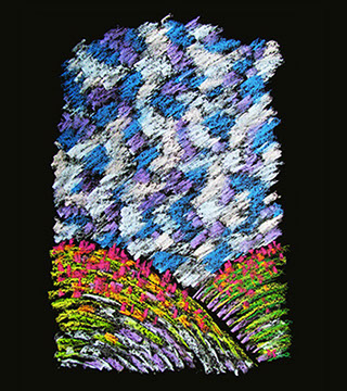 hills, sky and flowers in modern pastel by Randall Street, RStreet